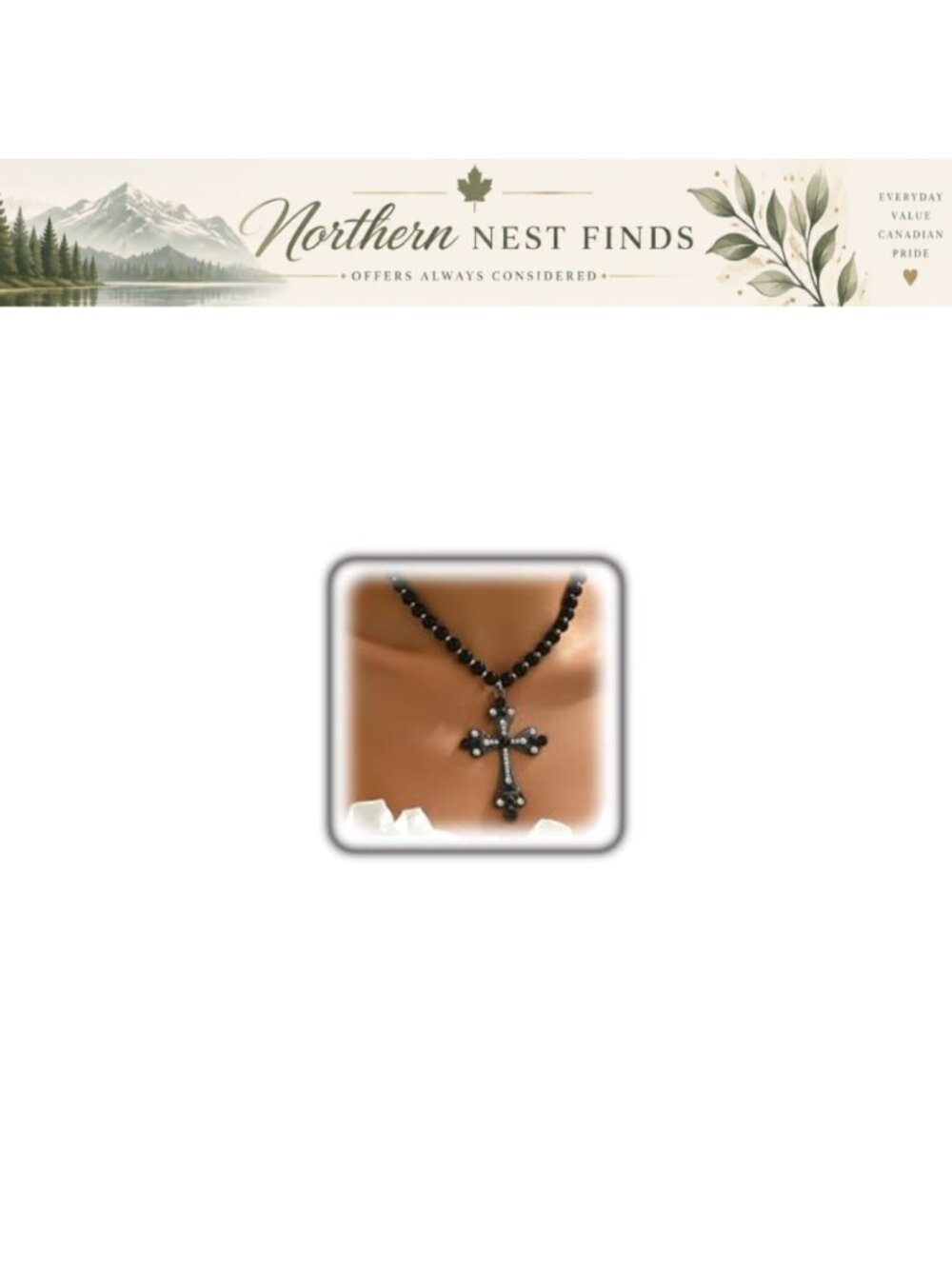 Pearl Bead Chain Gothic Gold Chunky Cross Pendant Necklace for Women Punk Party
